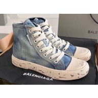 Balenciaga Paris High Top Graffiti Women/Men Sneakers in destroyed cotton and rubber 02 2023