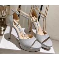 Jimmy Choo Heel 10cm Platform 2cm Max Stiletto Sandals Glitter Silver 2023