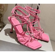 Jimmy Choo Heel 8.5cm Indiya Sandals Pink with Crystal Hearts 2023