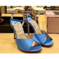 Jimmy Choo Heel 10cm Sacora Sandals Satin Blue 2023