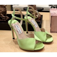 Jimmy Choo Heel 10cm Sacora Sandals Satin Light Green 2023