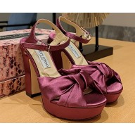 Jimmy Choo Heel 12cm Platform 4cm Heloise Sandals Satin Purple 2023