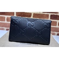 Gucci Leather Jumbo GG pouch Bag 739490 Black 2023
