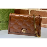 Gucci GG Matelassé chain wallet 723787 Brown 2023
