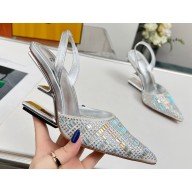 Fendi First rhinestone high-heeled slingbacks Silver 2023