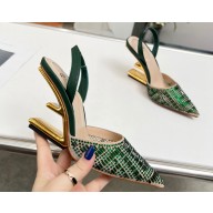 Fendi First rhinestone high-heeled slingbacks Green 2023