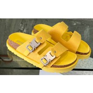 DIOR by BIRKENSTOCK Women/Men Slides in Nubuck Calfskin Yellow 2023