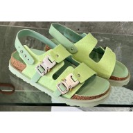 DIOR by BIRKENSTOCK Milano Women/Men Sandals in Nubuck Calfskin Green 2023