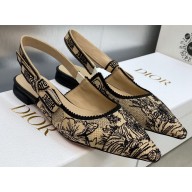 Dior J'Adior Slingback Ballerina Flats in Beige Multicolor Embroidered Cotton with Toile de Jouy Voyage Motif 2023