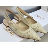 Dior J'Adior Slingback Ballerina Flats in White Transparent Mesh Embroidered with D-Lace Macramé Motif 2023
