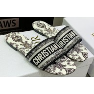 Dior Dway Flat Slides in Embroidered Cotton 04 2023