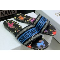 Dior Dway Flat Slides in Embroidered Cotton 03 2023