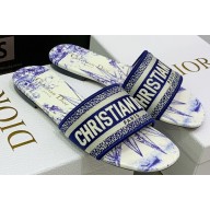 Dior Dway Flat Slides in Embroidered Cotton 02 2023