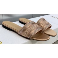 Dior Dway Flat Slides in Embroidered Cotton 42 2023