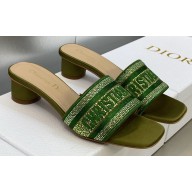 Dior Dway Heeled 4.5cm Slides in Embroidered Cotton 44 2023