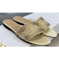 Dior Dway Flat Slides in Embroidered Cotton 39 2023