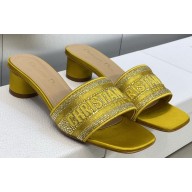 Dior Dway Heeled 4.5cm Slides in Embroidered Cotton 41 2023