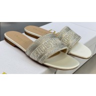 Dior Dway Flat Slides in Embroidered Cotton 36 2023