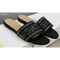 Dior Dway Flat Slides in Embroidered Cotton 35 2023