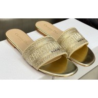 Dior Dway Flat Slides in Embroidered Cotton 34 2023