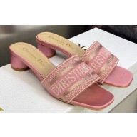 Dior Dway Heeled 4.5cm Slides in Embroidered Cotton 48 2023