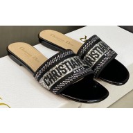 Dior Dway Flat Slides in Embroidered Cotton 31 2023