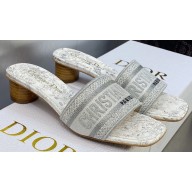 Dior Dway Heeled 4.5cm Slides in Embroidered Cotton 30 2023