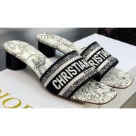 Dior Dway Heeled 4.5cm Slides in Embroidered Cotton 29 2023