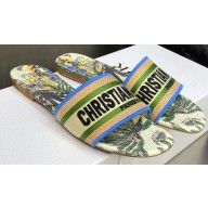 Dior Dway Flat Slides in Embroidered Cotton 25 2023