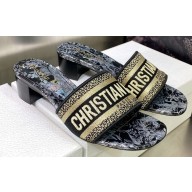 Dior Dway Heeled 4.5cm Slides in Embroidered Cotton 27 2023