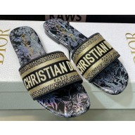 Dior Dway Flat Slides in Embroidered Cotton 30 2023