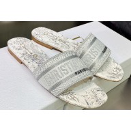 Dior Dway Flat Slides in Embroidered Cotton 29 2023