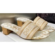 Dior Dway Heeled 4.5cm Slides in Embroidered Cotton 24 2023