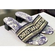 Dior Dway Heeled 4.5cm Slides in Embroidered Cotton 23 2023
