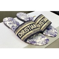 Dior Dway Flat Slides in Embroidered Cotton 23 2023