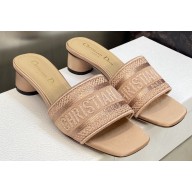 Dior Dway Heeled 4.5cm Slides in Embroidered Cotton 49 2023