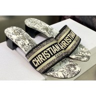Dior Dway Heeled 4.5cm Slides in Embroidered Cotton 21 2023