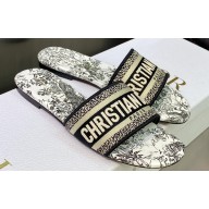 Dior Dway Flat Slides in Embroidered Cotton 21 2023