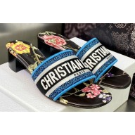 Dior Dway Heeled 4.5cm Slides in Embroidered Cotton 18 2023
