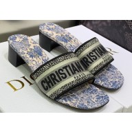 Dior Dway Heeled 4.5cm Slides in Embroidered Cotton 16 2023