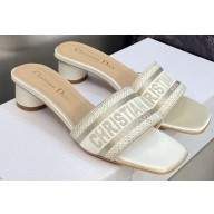 Dior Dway Heeled 4.5cm Slides in Embroidered Cotton 51 2023