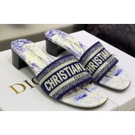 Dior Dway Heeled 4.5cm Slides in Embroidered Cotton 05 2023