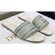 Dior Dway Flat Slides in Embroidered Cotton 12 2023