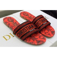 Dior Dway Flat Slides in Embroidered Cotton 09 2023