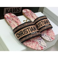 Dior Dway Flat Slides in Embroidered Cotton 08 2023