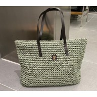 Cheap Sale Louis Vuitton Raffia and Leather Tote Bag Green 2023