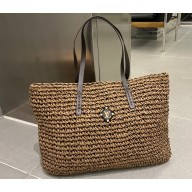 Cheap Sale Louis Vuitton Raffia and Leather Tote Bag Coffee 2023