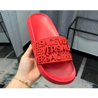 Versace Logo Lettering Rubber pool Slides Red 2023