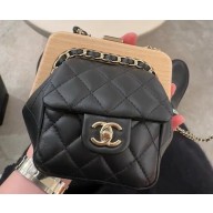 Chanel Lambskin Wood Small Clutch with Chain Bag AS3053 Black 2023