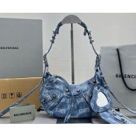 Balenciaga Le Cagole XS Shoulder Bag in blue BB Monogram bleached denim